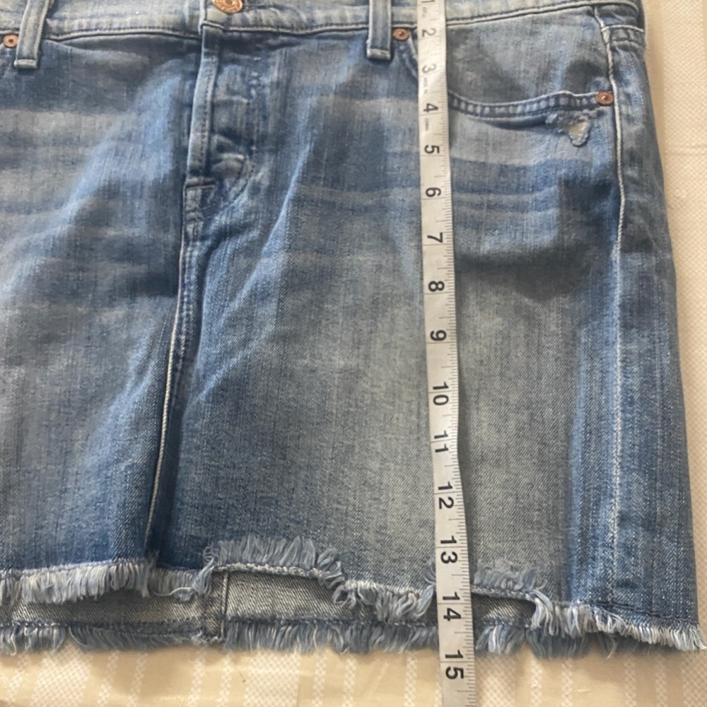 7 For All Mankind Light Blue Frayed Denim Skirt size 31 - Picture 8 of 8